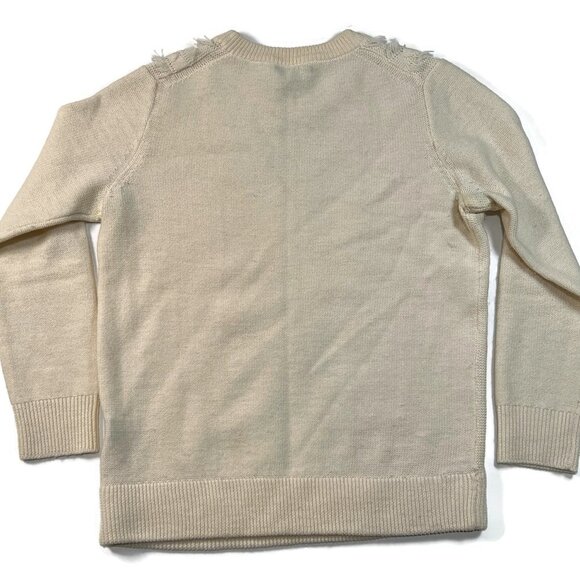 J Crew Womens‎ Small Fringe Merino Merino Wool Crewneck Sweater Cable Knit B2431 - Picture 7 of 7
